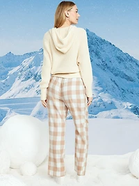 Mid-Rise Plaid Flannel Pajama Pants for Women