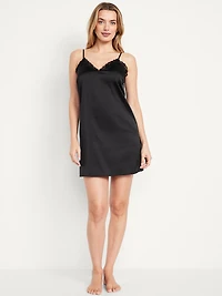Lace-Trim Satin Nightgown