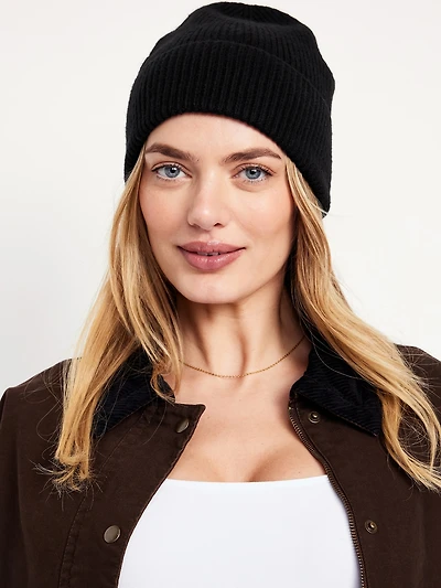 Rib-Knit Cuffed Beanie for Women