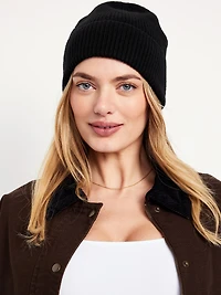 Rib-Knit Cuffed Beanie for Women