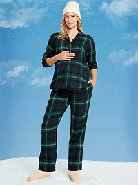 Pyjama de maternité en flanelle à carreaux