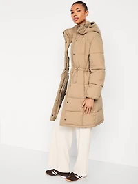Water-Resistant Quilted Long Puffer Jacket
