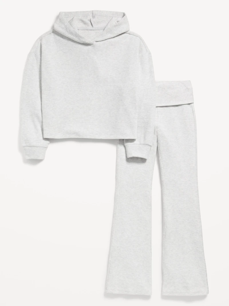 CozePlush Hoodie and Flare-Leg Pants Set for Girls