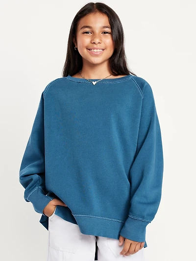 Oversized Long-Sleeve Tunic Sweatshirt for Girls