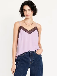 Lace-Trim Satin Cami Top