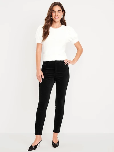 High-Waisted Velvet Pixie Skinny Ankle Pants