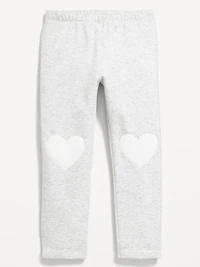 Heart-Patch Fleece-Lined Leggings for Toddler Girls
