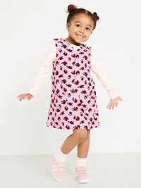 Long-Sleeve Ribbed T-Shirt and Corduroy Dress Set for Toddler Girls
