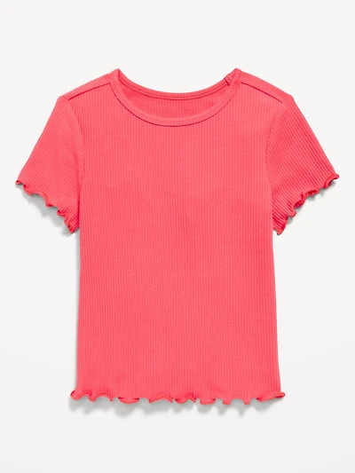 Short-Sleeve Lettuce-Edge T-Shirt for Toddler Girls
