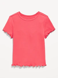 Short-Sleeve Lettuce-Edge T-Shirt for Toddler Girls
