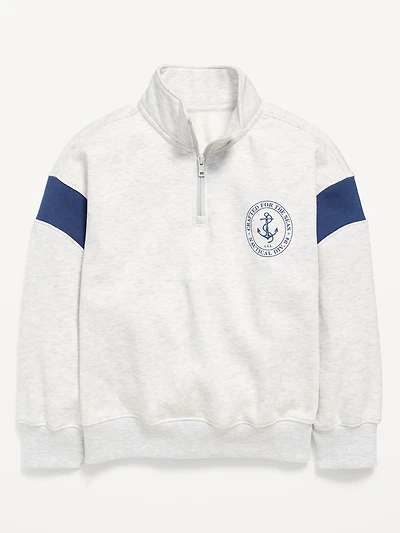 Oversized Graphic Quarter-Zip Sweatshirt for Boys