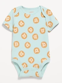 Printed Short-Sleeve Ribbed Bodysuit for Baby
