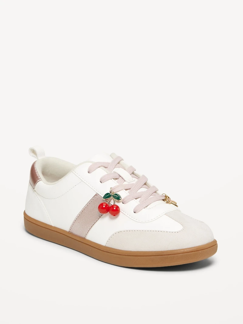 Faux-Suede Lace-Up Charm Sneakers for Girls