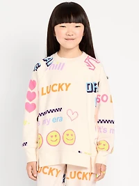 Oversized French Terry Graphic Tunic Sweatshirt for Girls