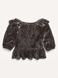 Ruffled Velvet Peplum Top for Toddler Girls