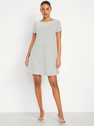 Short-Sleeve Mini Swing Dress