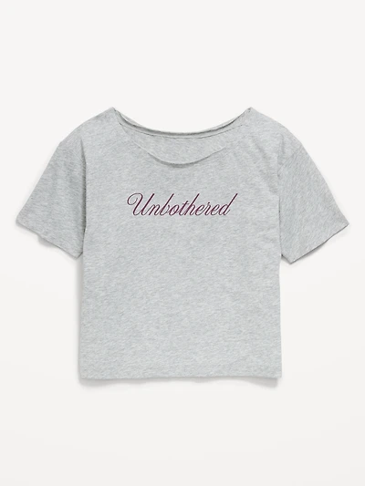 Off-Shoulder Graphic T-Shirt for Girls