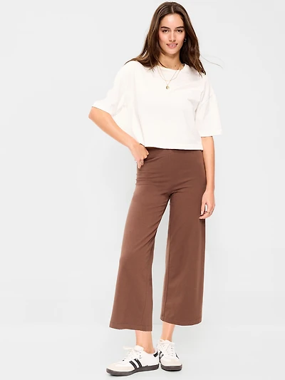 High-Waisted Fashion Wide-Leg Cropped Leggings