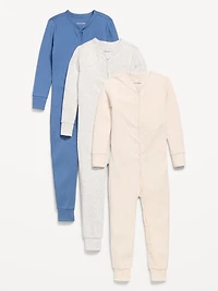 Snug-Fit 2-Way-Zip Pajama One-Piece 3-Pack for Toddler & Baby