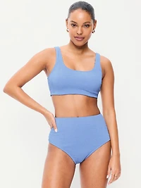 Ribbed Scoop-Neck Swim Top