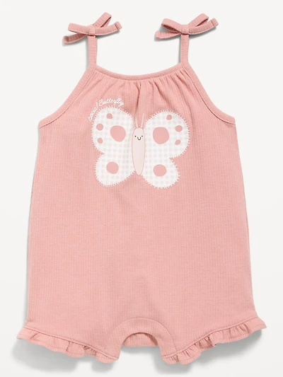 Tie-Strap Graphic One-Piece Romper for Baby