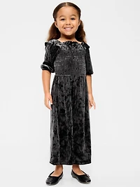 Smocked Velvet Jumpsuit for Toddler Girls
