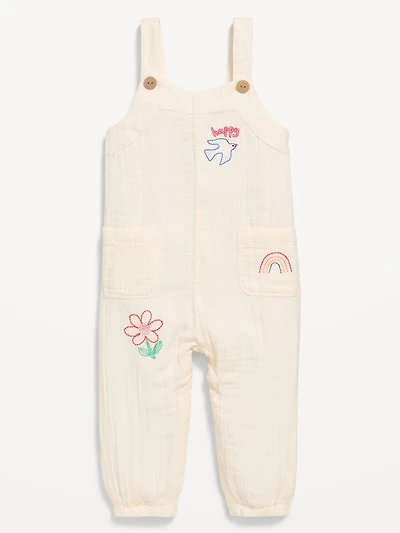 Double-Weave Embroidered Overalls for Baby