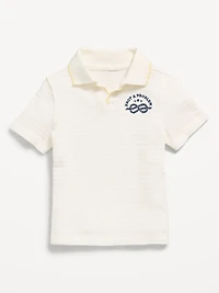 Textured-Knit Graphic Polo Shirt for Toddler Boys