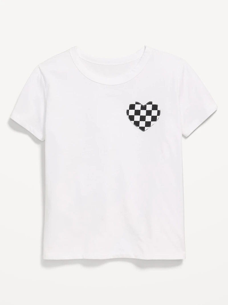 Softest Short-Sleeve Heart-Pocket T-Shirt for Girls