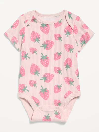 Printed Short-Sleeve Ribbed Bodysuit for Baby