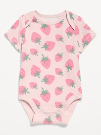 Printed Short-Sleeve Ribbed Bodysuit for Baby
