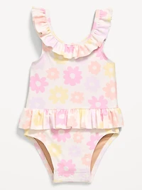 Printed Ruffle-Trim One-Piece Swimsuit for Baby