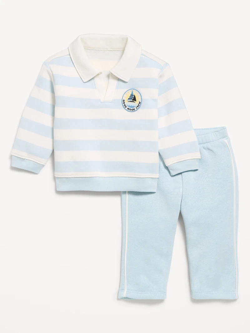 Collared Sweatshirt and Sweatpants for Baby
