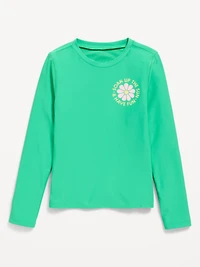 Long-Sleeve Graphic Rashguard Swim Top for Girls