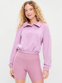 Button-Up Funnel-Neck Sweatshirt