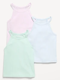 Fitted Halter Tank Tops 3-Pack for Toddler Girls