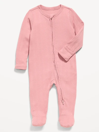 Pointelle-Knit 2-Way-Zip Sleep & Play Footed One-Piece for Baby
