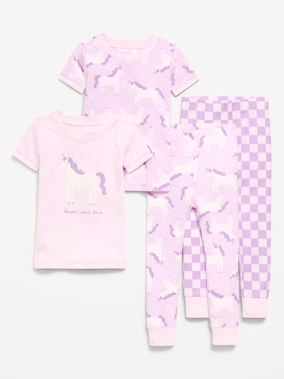 Printed Snug-Fit Pajama 4-Piece for Toddler & Baby