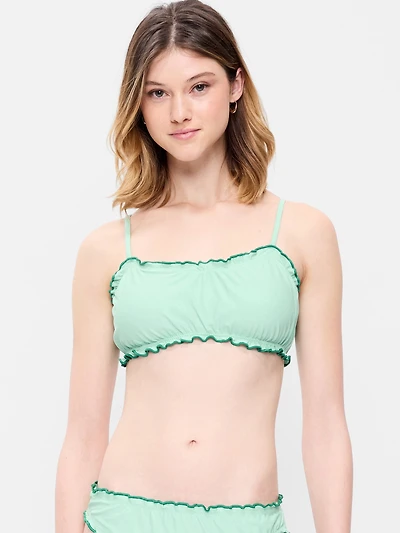 Scoop-Neck Ruffle Swim Top