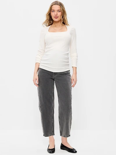 Jean coupe baril longueur cheville à panneau couvrant de maternit