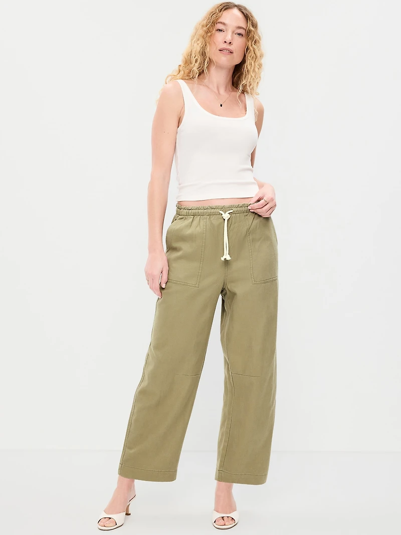 High-Waisted Utility Ankle Pants