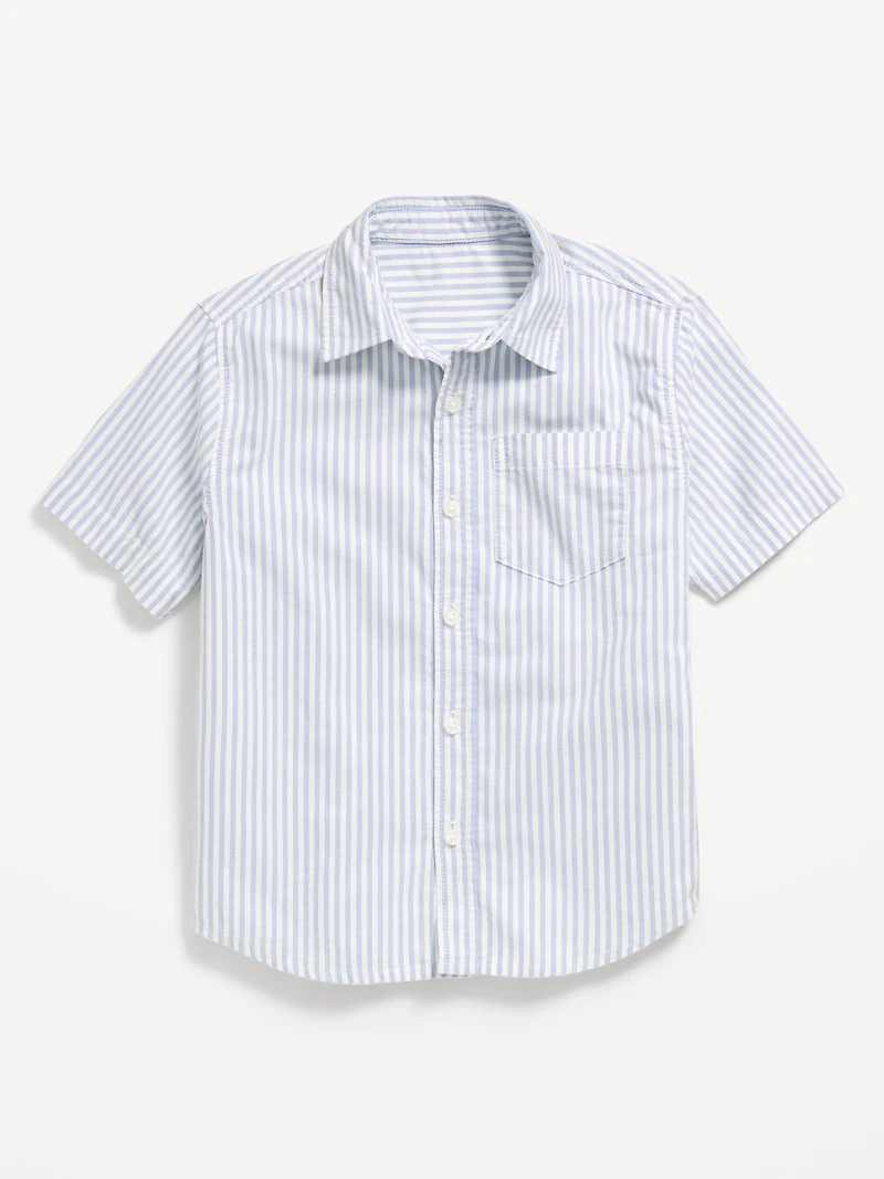 Short-Sleeve Striped Pocket Oxford Shirt for Boys