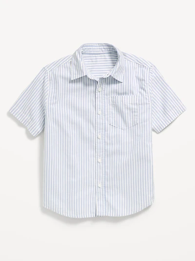Short-Sleeve Striped Pocket Oxford Shirt for Boys