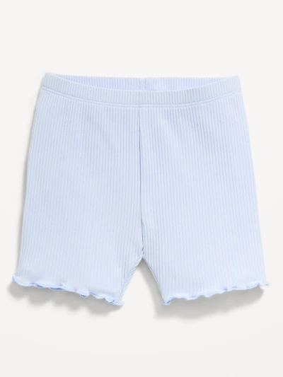 Rib-Knit Lettuce-Edge Biker Shorts for Toddler Girls