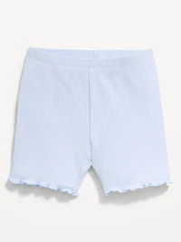 Rib-Knit Lettuce-Edge Biker Shorts for Toddler Girls