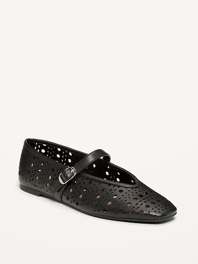 Perforated Mary Jane Ballet Flats for Women