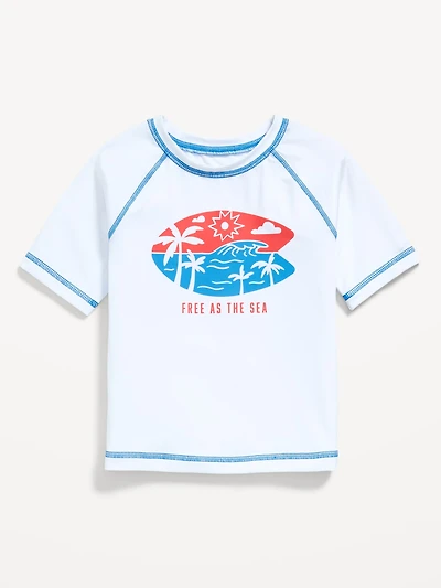 Short-Sleeve Graphic Rashguard Swim Top for Toddler Boys