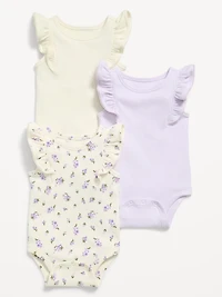 Ruffle-Trim Ribbed Bodysuit 3-Pack for Baby