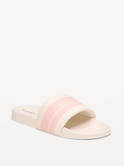 Faux-Leather Pool Slide Sandals for Girls