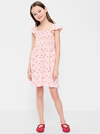 Printed Fit and Flare Smocked Dress for Girls